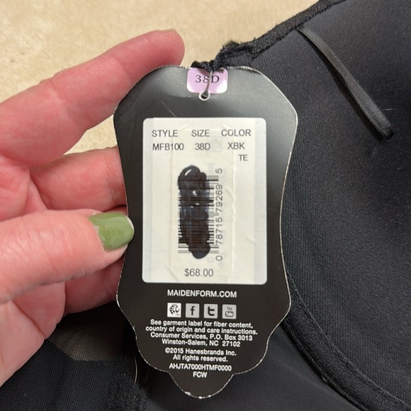 Maidenform Womens Floral Lace Strapless Push-Up Bustier, 38D, Black NWT - Picture 9 of 10